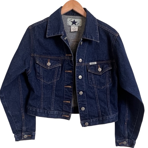 Star Blue Jackets & Blazers - Vintage Star Blue Women's Denim Jean Jacket Size M Long Sleeve Logo Buttons